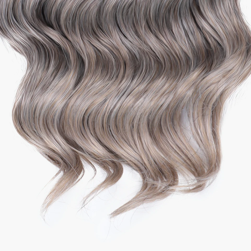 ファッションアイドル 16 インチディープ波状ツイストかぎ針編みヘア合成カーリーヘア 3 個かぎ針編み三つ編みオンブルグレー編組ヘアエクステンション