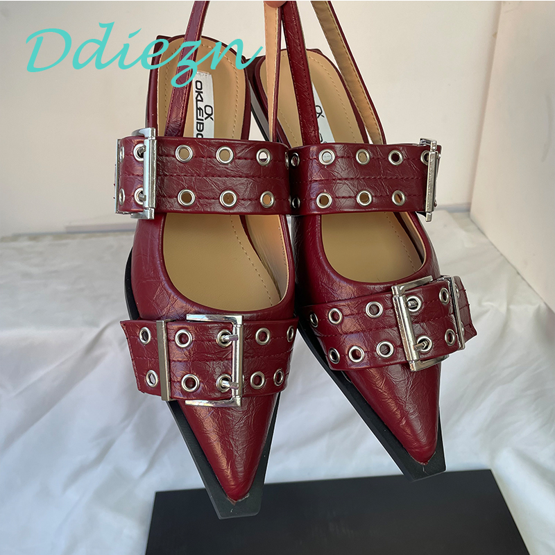 ใหม่ผู้หญิงรองเท้าแตะรองเท้าชี้Toe 2025 ฤดูใบไม้ผลิแฟชั่นตื้นรองเท้ารองเท้าหนังสุภาพสตรีรองเท้าแตะรองเท้าขนาดใหญ่