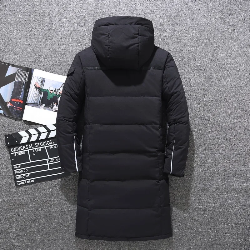 Nam Mùa Đông Giữ Nhiệt Dày Áo Chống Thấm Xuống Áo Khoác Dài 80% Trắng Vịt Xuống Áo Hoodie Nỉ Nam Vải Dù 5XL xuống Áo Khoác
