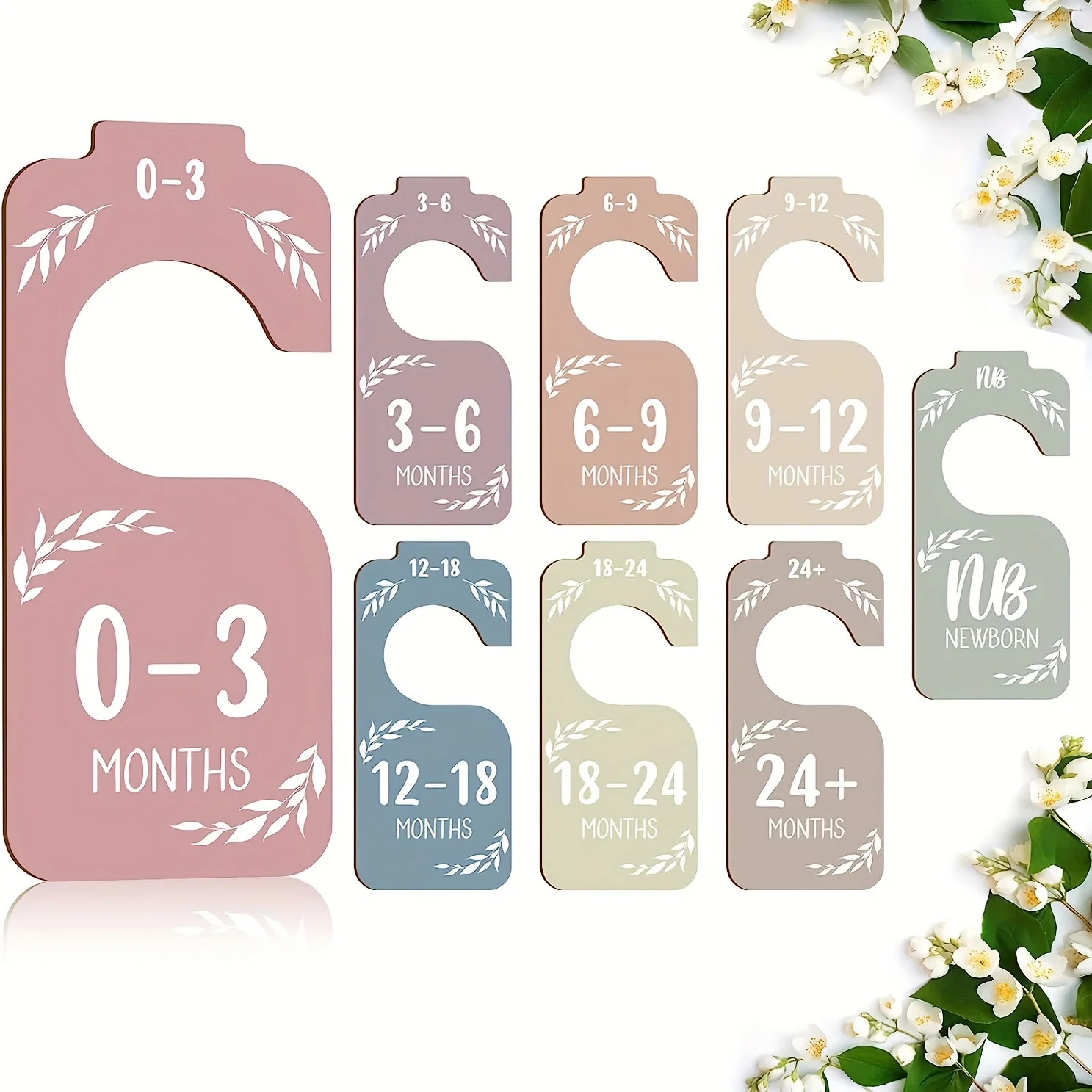 8 ชิ้นไม้ Baby Closet แบ่งสําหรับเสื้อผ้าเด็ก Organizer, สองด้านที่มีสีสัน Baby Closet Organizer สําหรับตู้เสื้อผ้าขนาดแขวน