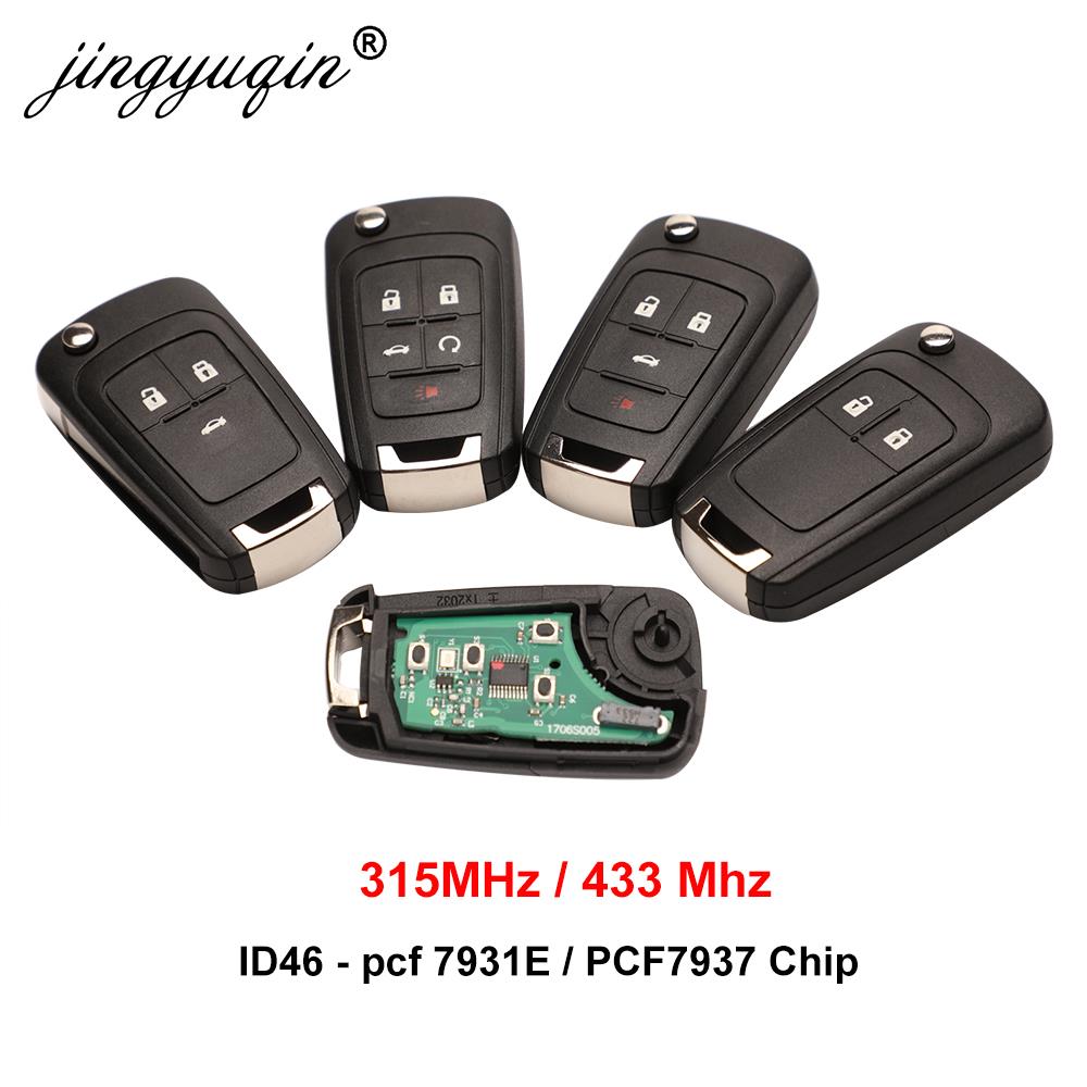Tecla de alarma remota para coche jingyuqin para Chevrolet Cruze Epica Lova Camaro Impala 2/botones 3/4 315Mhz/433Mhz ID46 PCF7931E, llave de Chip
