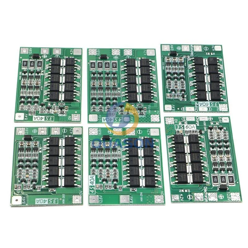 3S/4S 20 40A 60A Li-Ion ลิเธียมแบตเตอรี่ชาร์จป้องกัน18650 BMS เจาะมอเตอร์11.1V 12.6V/14.8V 16.8V เพิ่ม/Balance