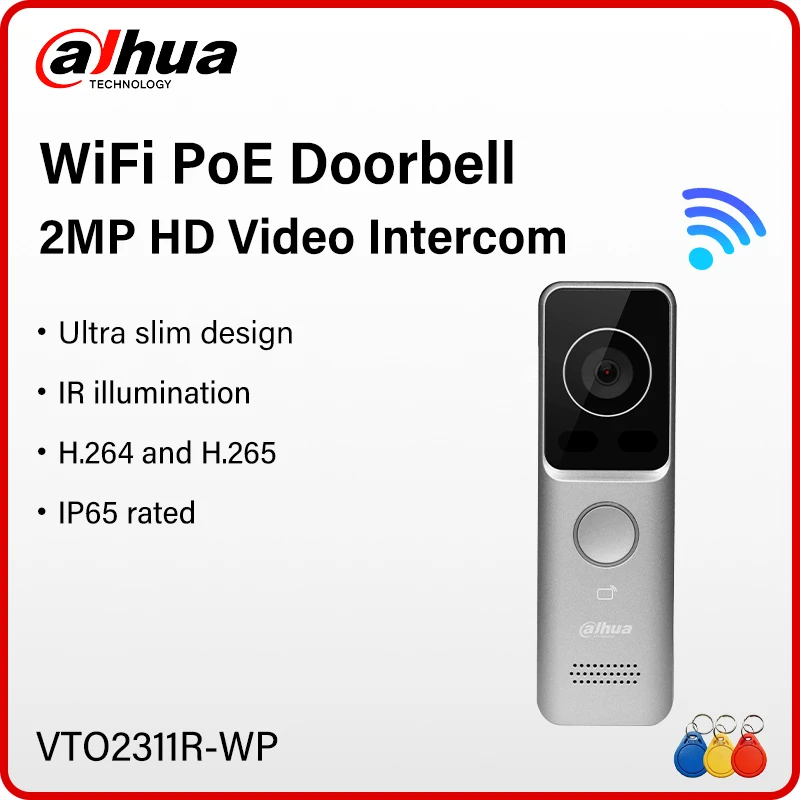 Dahua 2MP WiFi Villa Deurstation Smart Home Draadloze PoE Deurbel Camera Afstandsbediening Ontgrendelen Volledige Digitale Video Intercom VTO2311R-WP