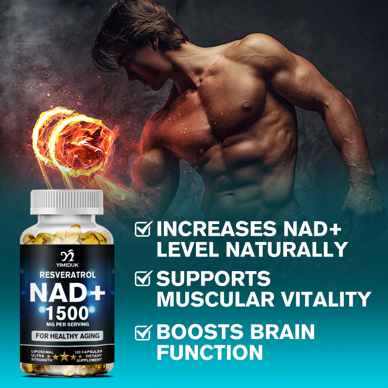 NAD サプリメント、1500mg - レスベラトロール、スタミナ、健康な老化を含むリポソーム NAD+ サプリメント - ストレングス カプセル