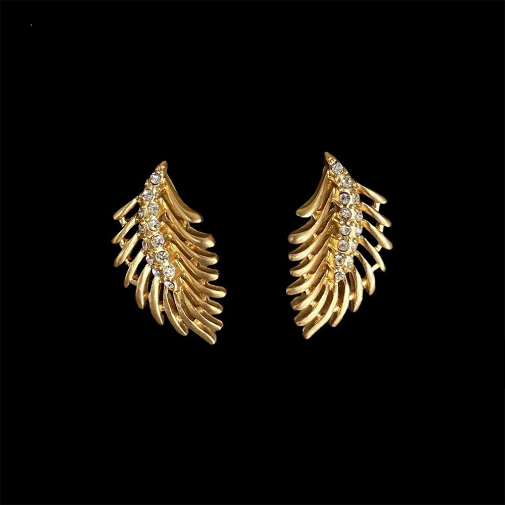 Brincos Cobre com Broche Zircão para Mulheres e Meninas, Chapeamento Dourado, Conjunto de Jóias, Presente Festa, Temperamento Vintage