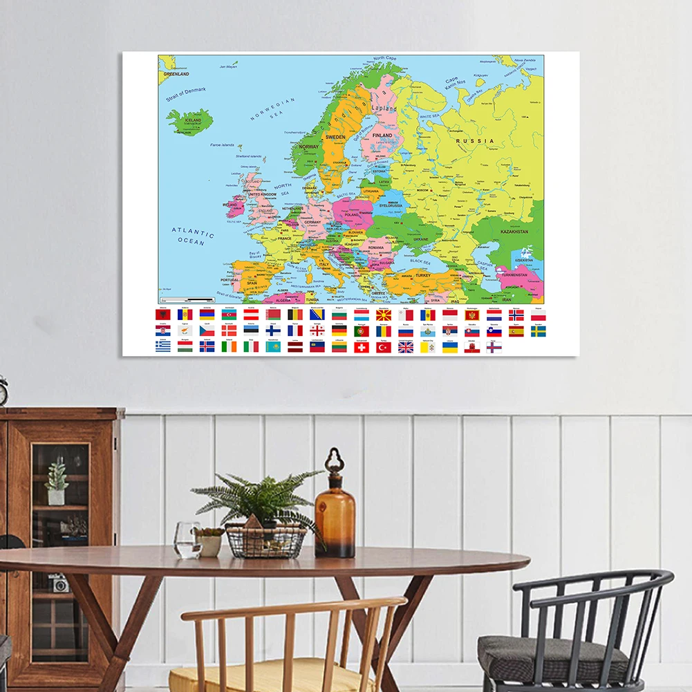 Mapa europy 150*100cm włóknina płótno malarstwo winylowe duży plakat ścienny wiszący obraz dekoracja wnętrz artykuły szkolne