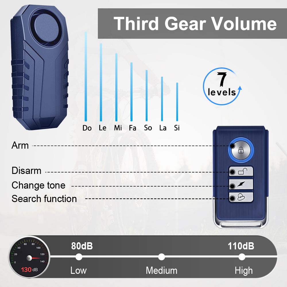Alarme de motocicleta anti-roubo, controle remoto, 113db, sem fio, proteção de segurança, à prova d'água, alarme de carro elétrico