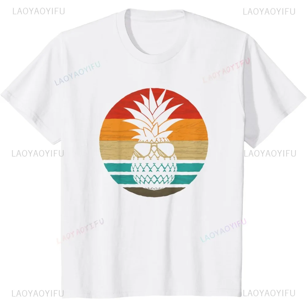 Kaus Pecinta Ananas Gaya Retro Nanas Cetak Grafis Buah Lucu Kaus Pria Y2k Pakaian Jalanan Longgar Mode Kasual Hip Hop