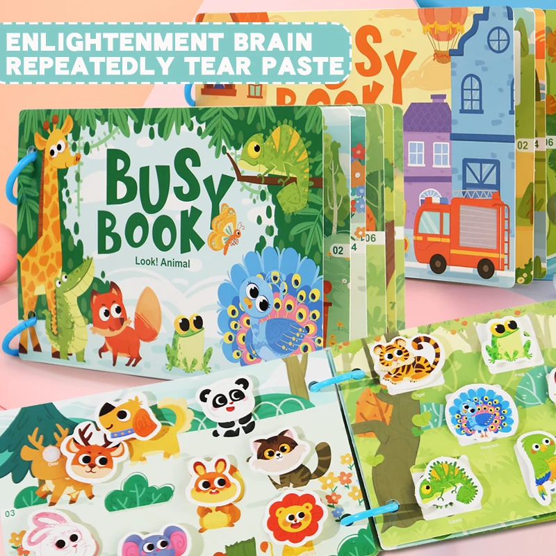 Libro ocupado Montessori para bebé, mi primer libro silencioso, juguete educativo de Aprendizaje Temprano, juego a juego, juguetes para niños de 1, 2 y 3 años