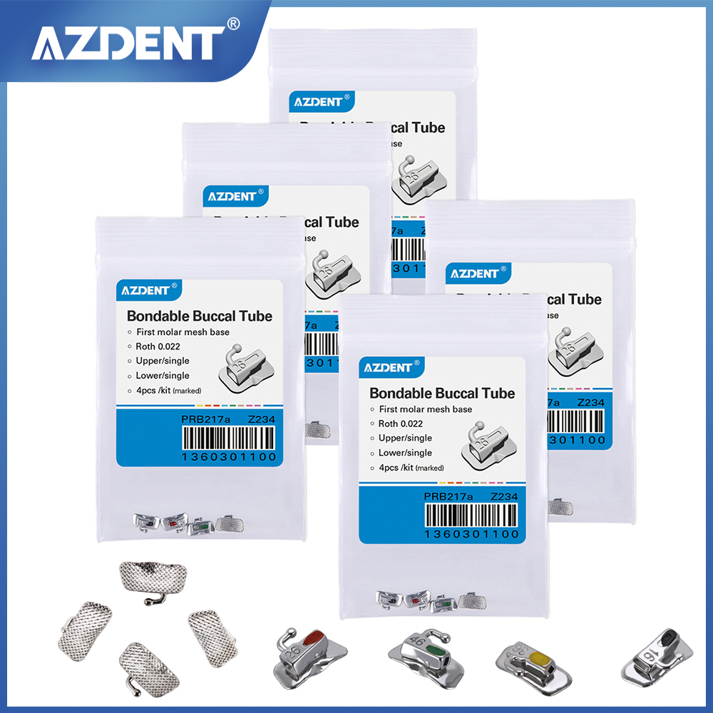 20 шт. = 5 комплектов, Стоматологическая Ортодонтическая телескопическая трубка AZDENT для 1-й/2-й молярной сетки, основание нетрансформируемой одной трубки Roth/MBT
