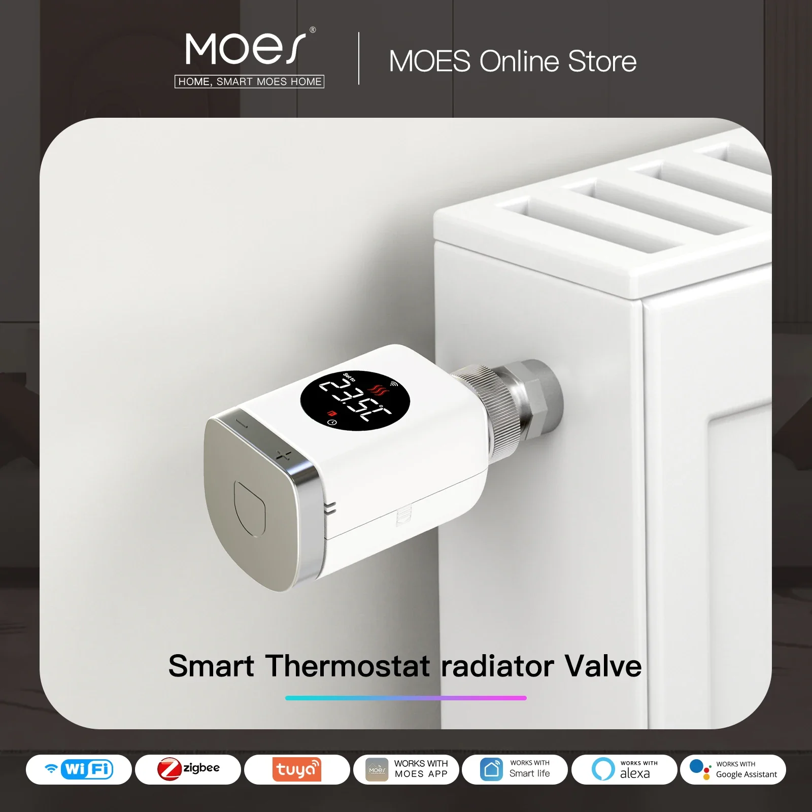 Moes inteligente wifi/zigbee válvula termostática do radiador trv programável app controlador de temperatura remoto suporte alexa google casa