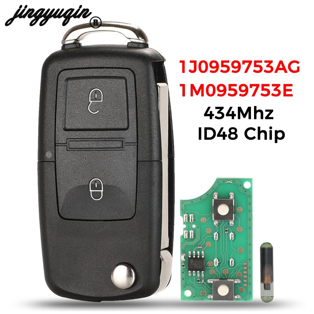 Jingyuqin 2/3/4 Botões 315/434MHz Chave Remota Dobrável para Carro id48 Para VW SEAT Altea Ibiza Leon Toledo T5 1J 0959753 AG 1K 0959753 G