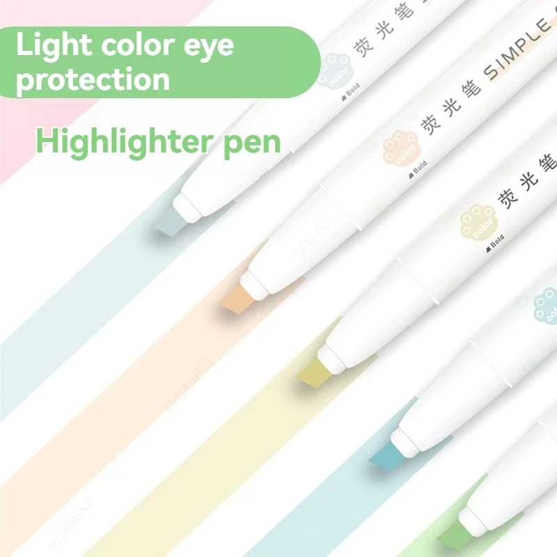 5PCS Highlighter ปากกาชุดหลาย Series Double Headed สีปากกาเรืองแสงเครื่องเขียนนักเรียน