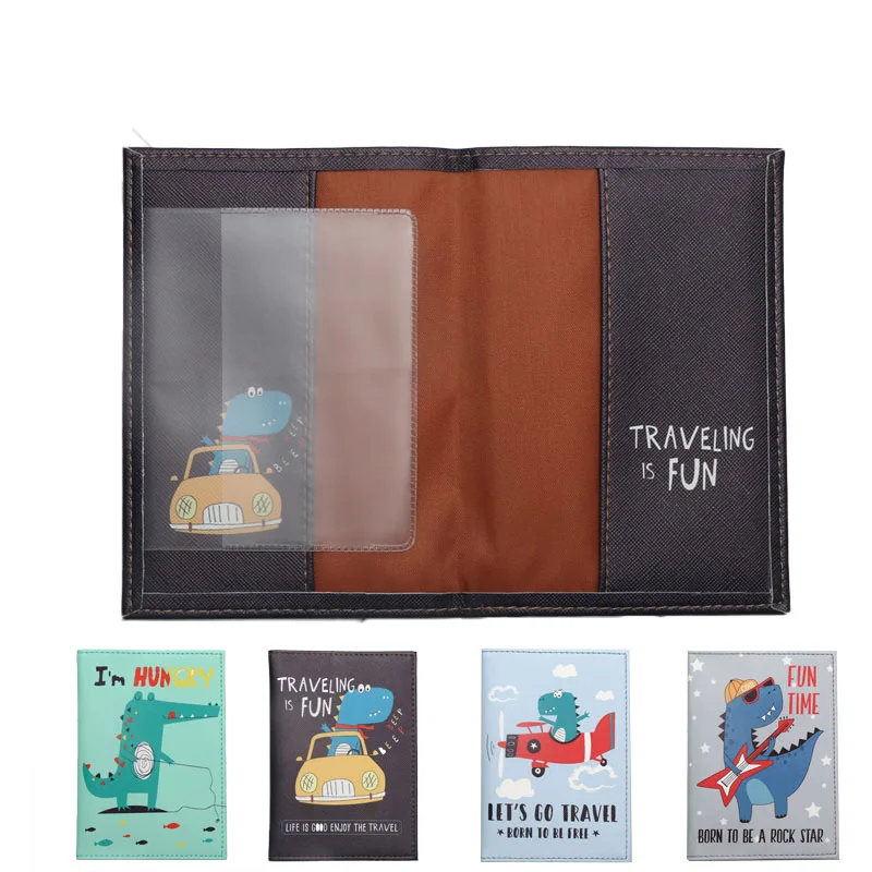 Funda para pasaporte con dibujos de dinosaurios, cocodrilo, animales, hombres y mujeres, funda de cuero PU para pasaporte de viaje, tarjeteros, cartera, bolsos