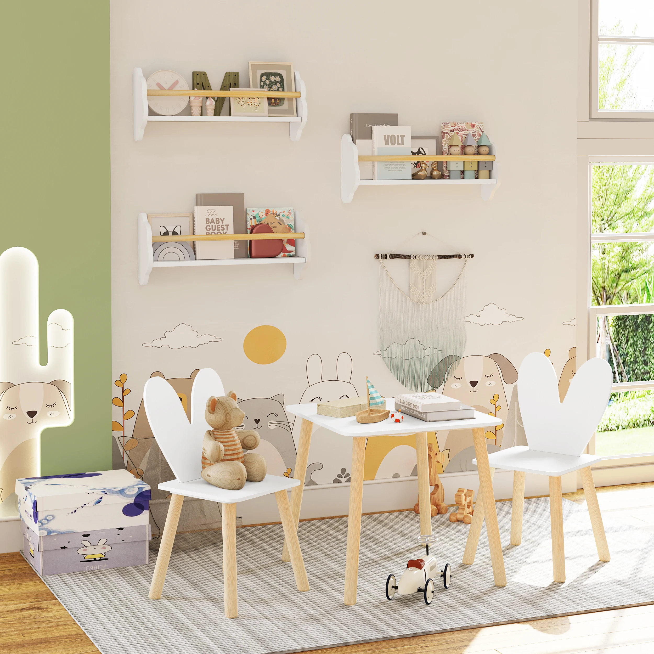 WOLTU 3 pz/set Bianco Per Bambini Scaffali Da Parete Librerie Per Bambini Scaffale Libro di Stoccaggio per Sala Giochi Camera Del Bambino Organizzatore Complementi Arredo Casa