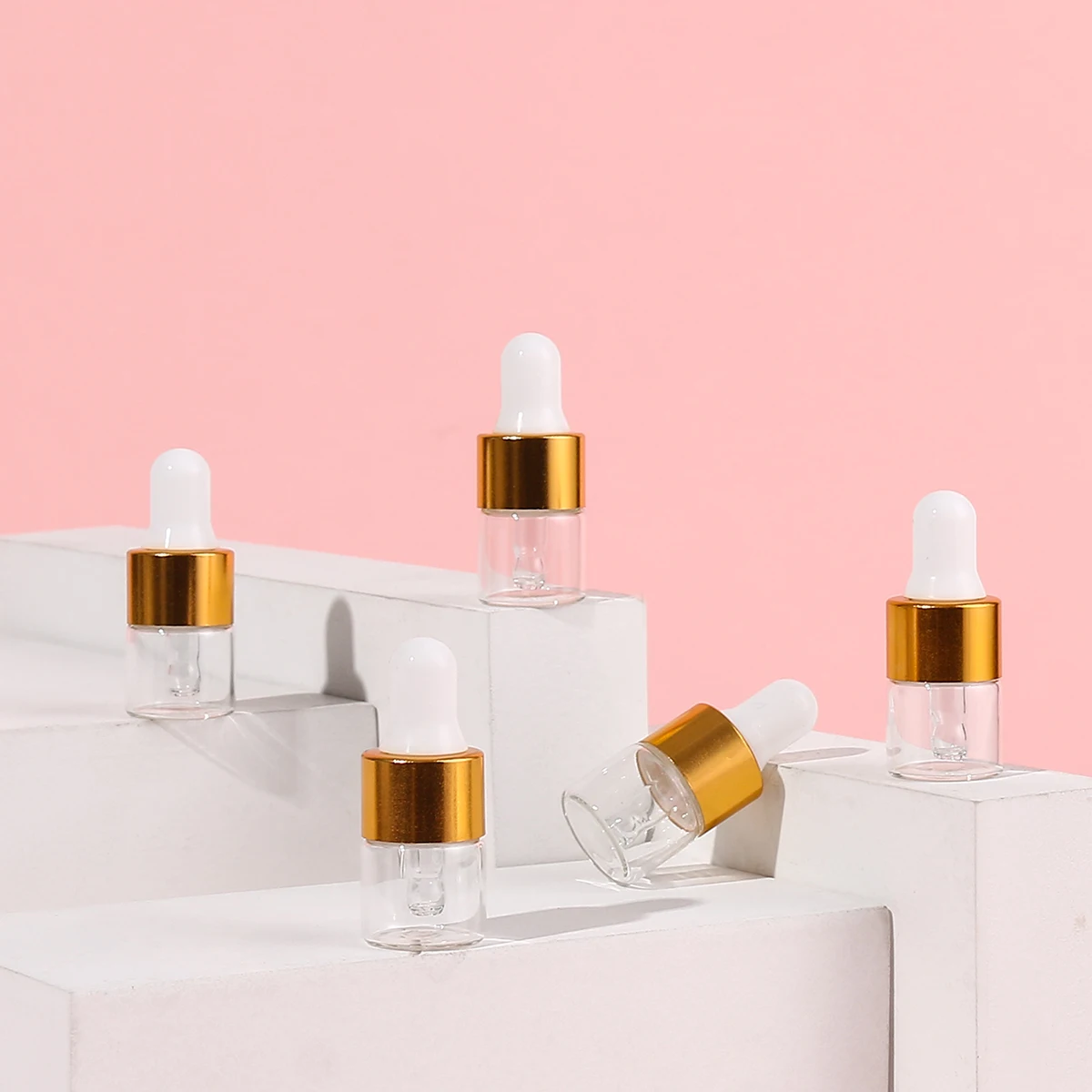 50pcs 1ml 명확한 미니 유리 Dropper 병 에센셜 오일 샘플 여행을위한 유리 눈 Dropper와 작은
