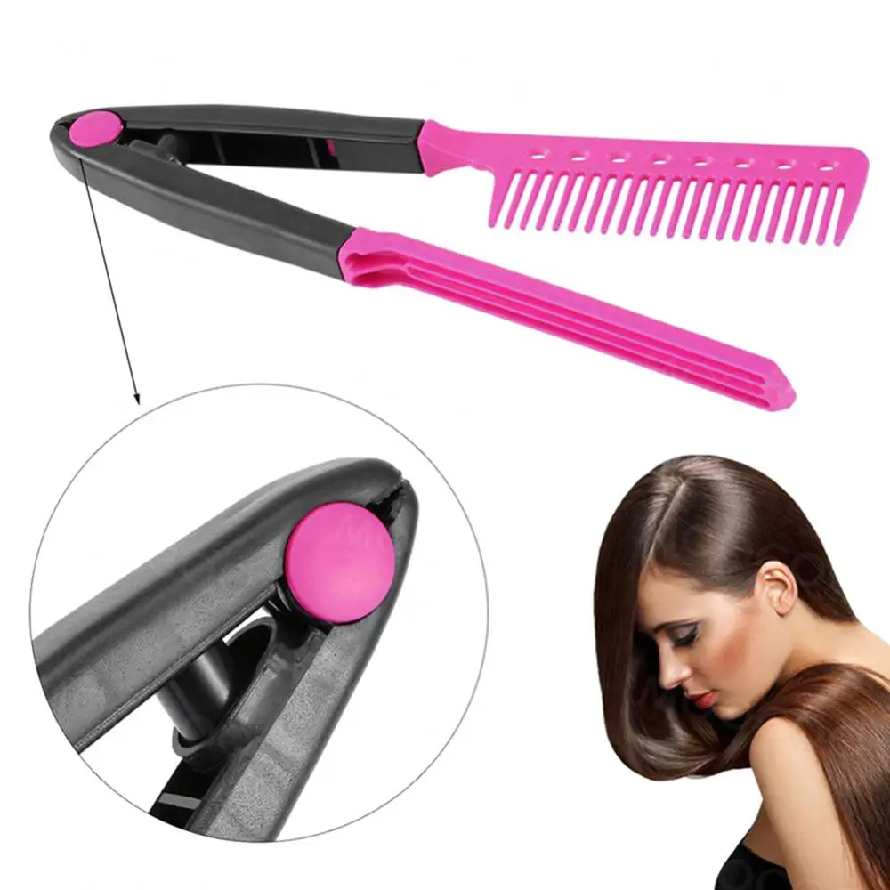 1 pçs dobrável tipo v alisador de cabelo escova diy ferramenta cabeleireiro pentes estilo cabelo natural curling pente cabelo
