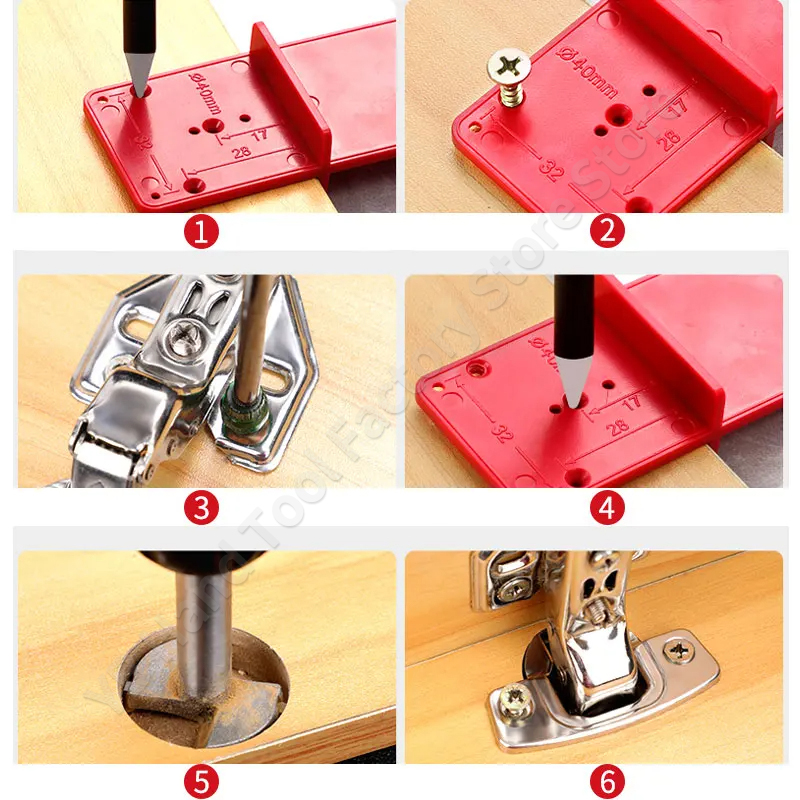 Hinge Hole Drilling Guides 35mm 40mm For Woodworking Cabinet Doors Hinge Install DIY Tool Punch Hinge Drill Hole Opener Locators