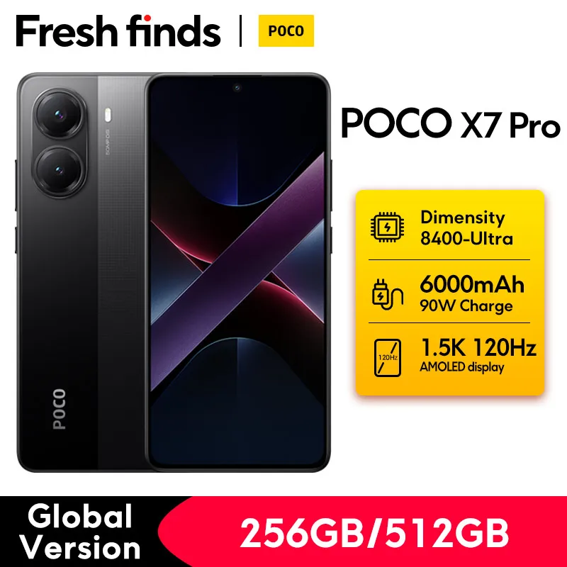 Глобальная версия смартфона POCO X7 Pro 5G 256 ГБ/512 ГБ NFC Размер 8400-Ультра 1,5 К 120 Гц AMOLED-дисплей 6000 мАч 90 Вт Hyper Charge