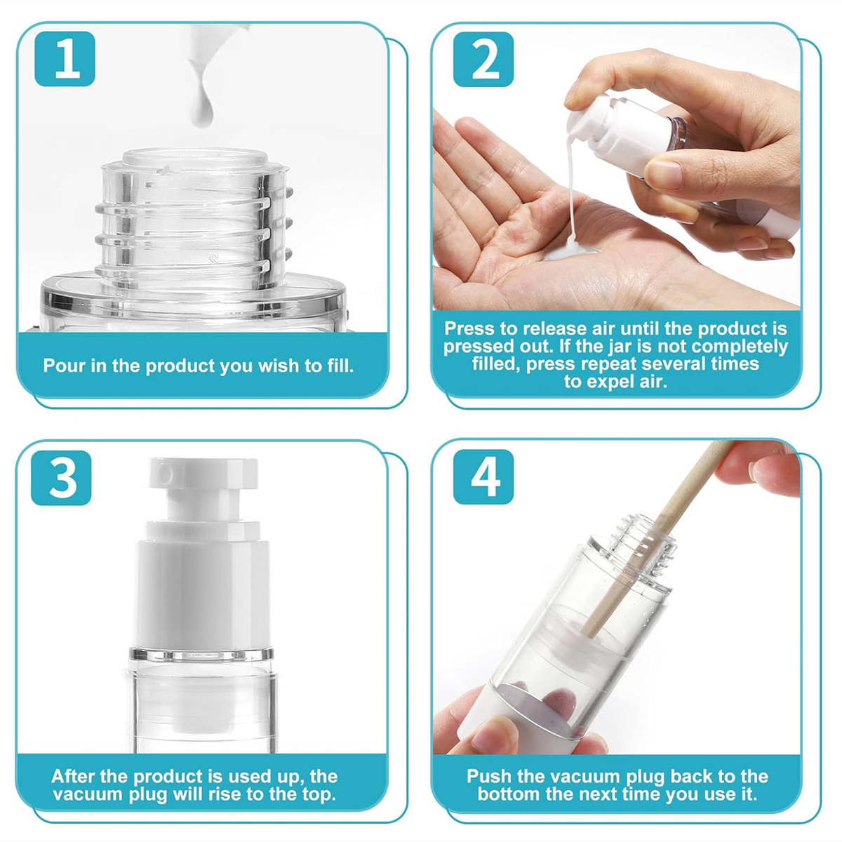 Botella con bomba sin aire de tamaño de viaje, pequeños recipientes dispensadores de loción cosmética al vacío para artículos de tocador, crema, base, 1 pieza de 30 ml