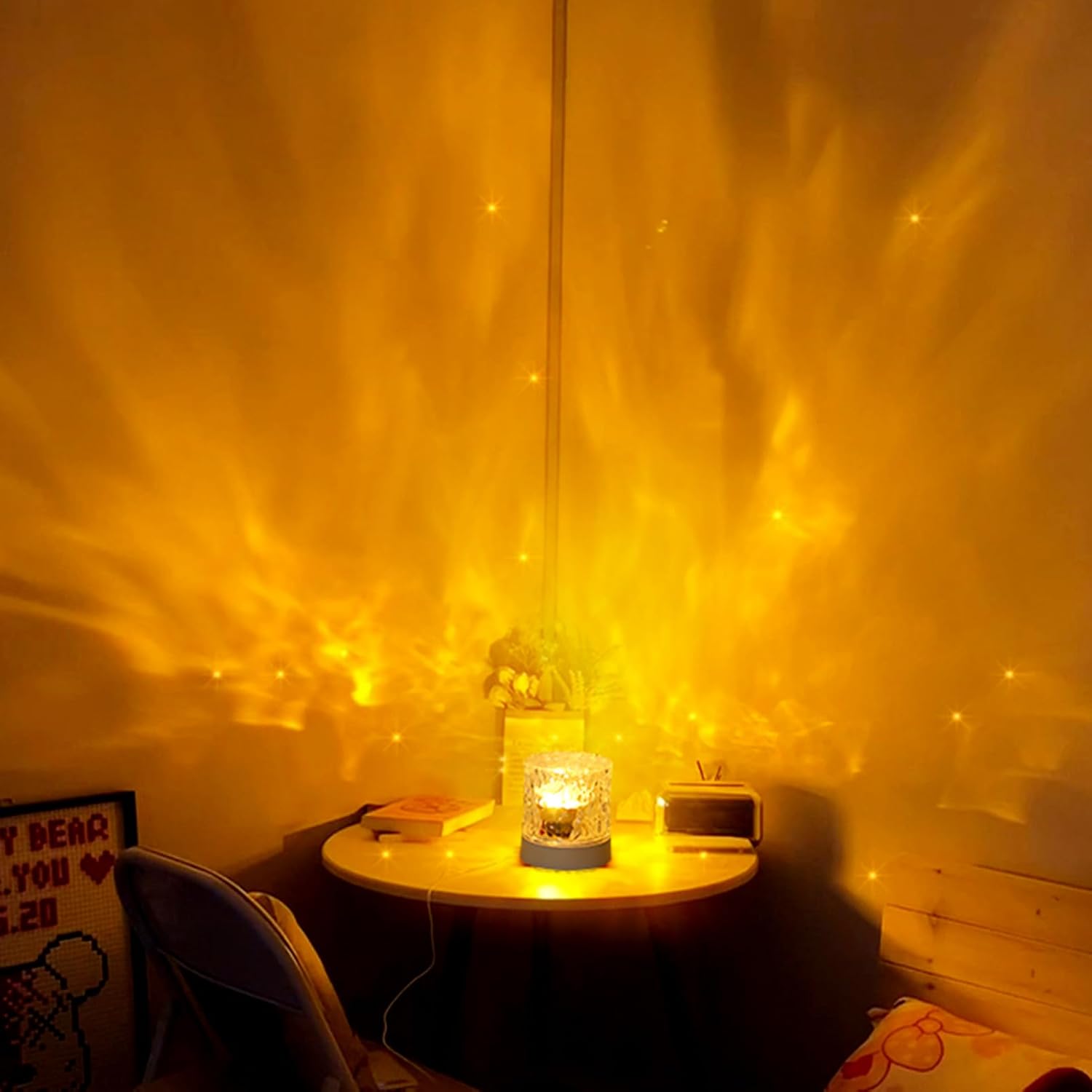 Veilleuse LED ondulée de l'eau, lampe USB, budgétaire d'océan en cristal, escales romantiques