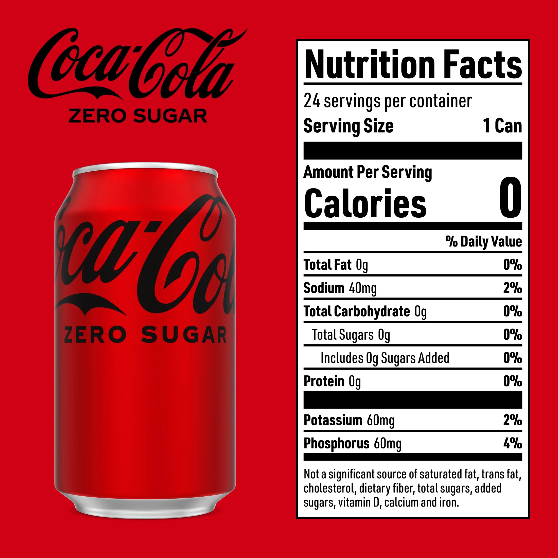 Coca-Cola, Zero Suger, Pack of 24, 330ml/can