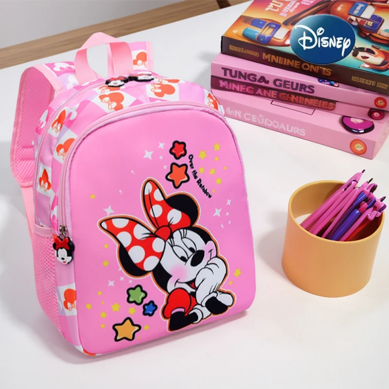 Plecak z nadrukiem Minnie, duża pojemność, lekki, dziecięcy tornister, codzienny nylonowy, uroczy plecak