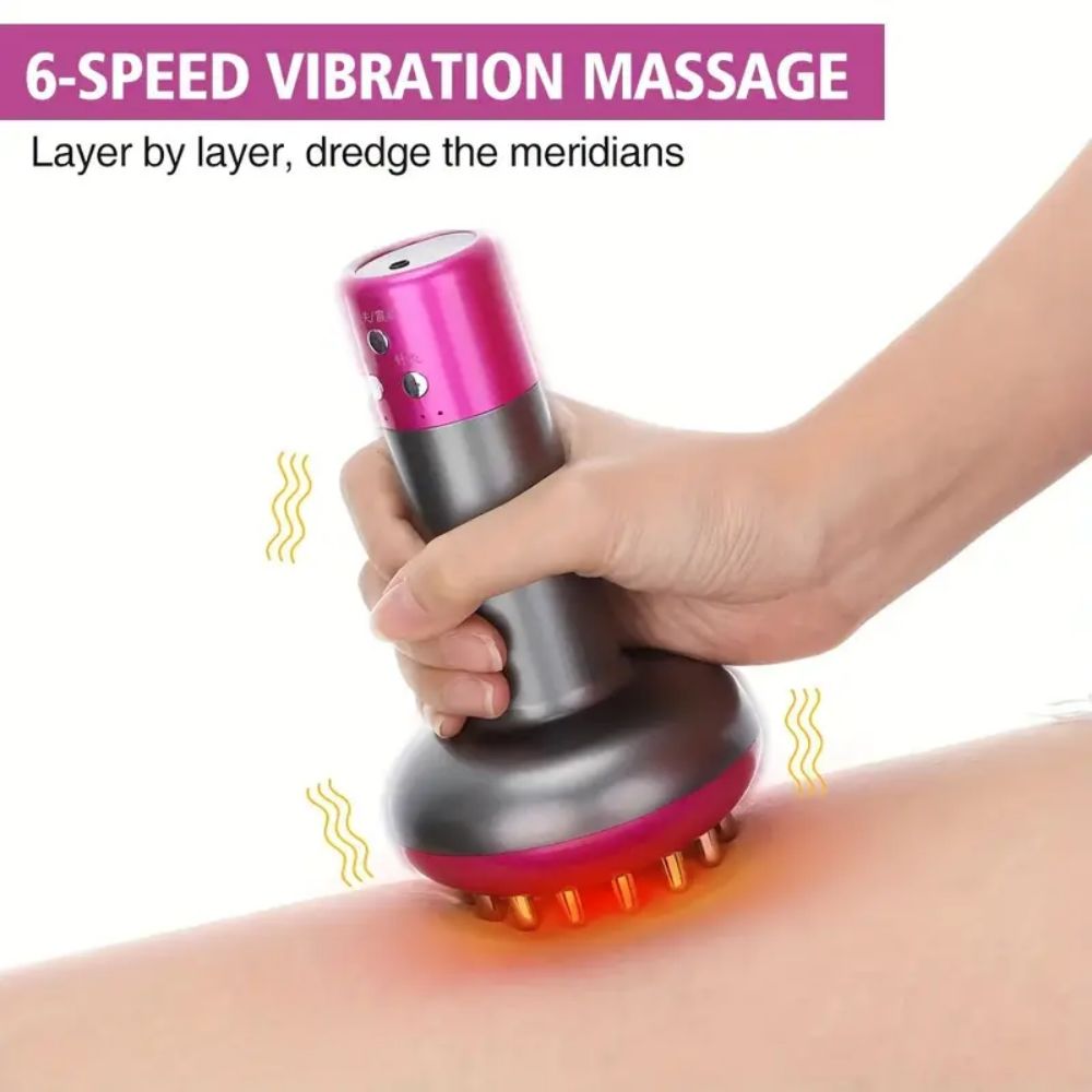 A heated metal back massager - a professional, handheld, portable smart guasha brush for full-body relaxation - a tissue release