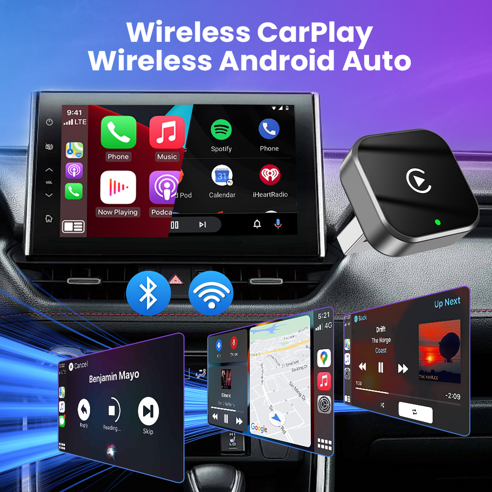 2in1 Wireless CarPlay Adapter Android Auto AI Smart Box Car Intelligent System Suitable For VW Toyota Nissan Honda Kia Opel MG