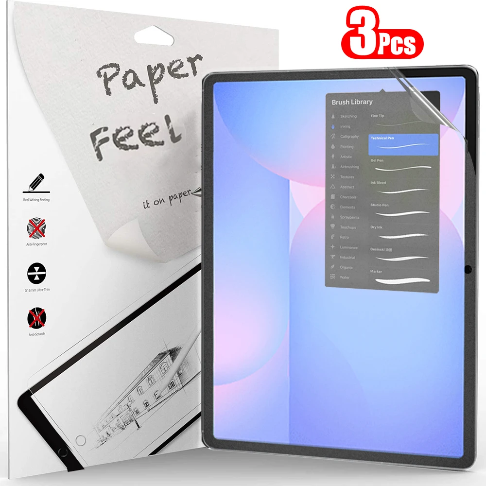 3 szt. Papierowa osłona ekranu do Samsung Galaxy Tab S10 Fe Fe+ Plus 2025 Folia bez szkła