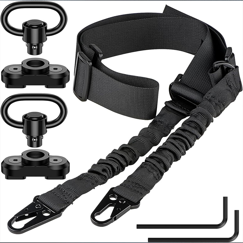 Gun Sling Two Points Rifle Sling with Length Adjuster Multi-Mission Sling Strap Outdoor AR AK Rifle Universal Gun QD sling