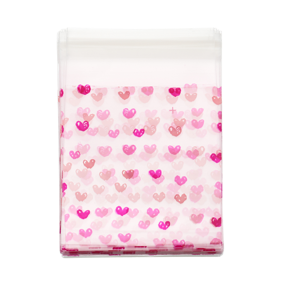 50pcs Valentine's Day Love Series Clear Plastic Self-Adhesive Bags for diy Jewelry Packaging Display Baking Cookies Packaging