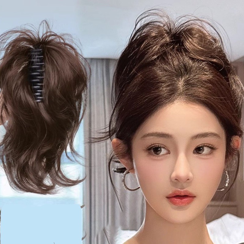 Low-tie Kip Haar Broodje Synthetische Pruik Grijp Clip Opgestoken Bloemknop Hoofd Gestreept Dikke Darm High-end Haaraccessoires