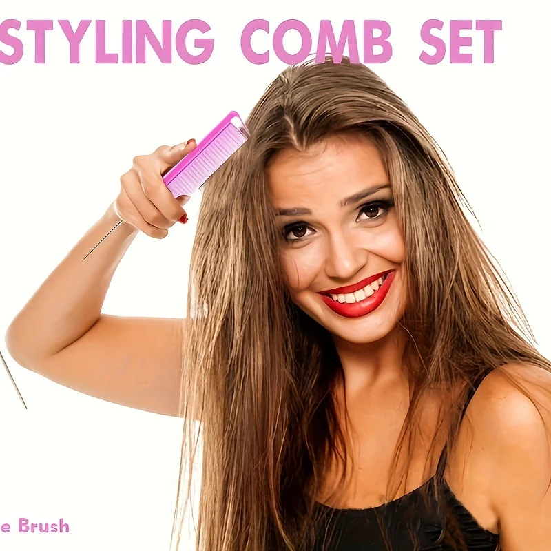 Ensemble de coiffure 8 pièces, flacon pulvérisateur de 6,76 oz et brosse à cheveux en nylon, peigne à queue de souris, brosse à cheveux de contrôle des bords et outil de queue de cheveux