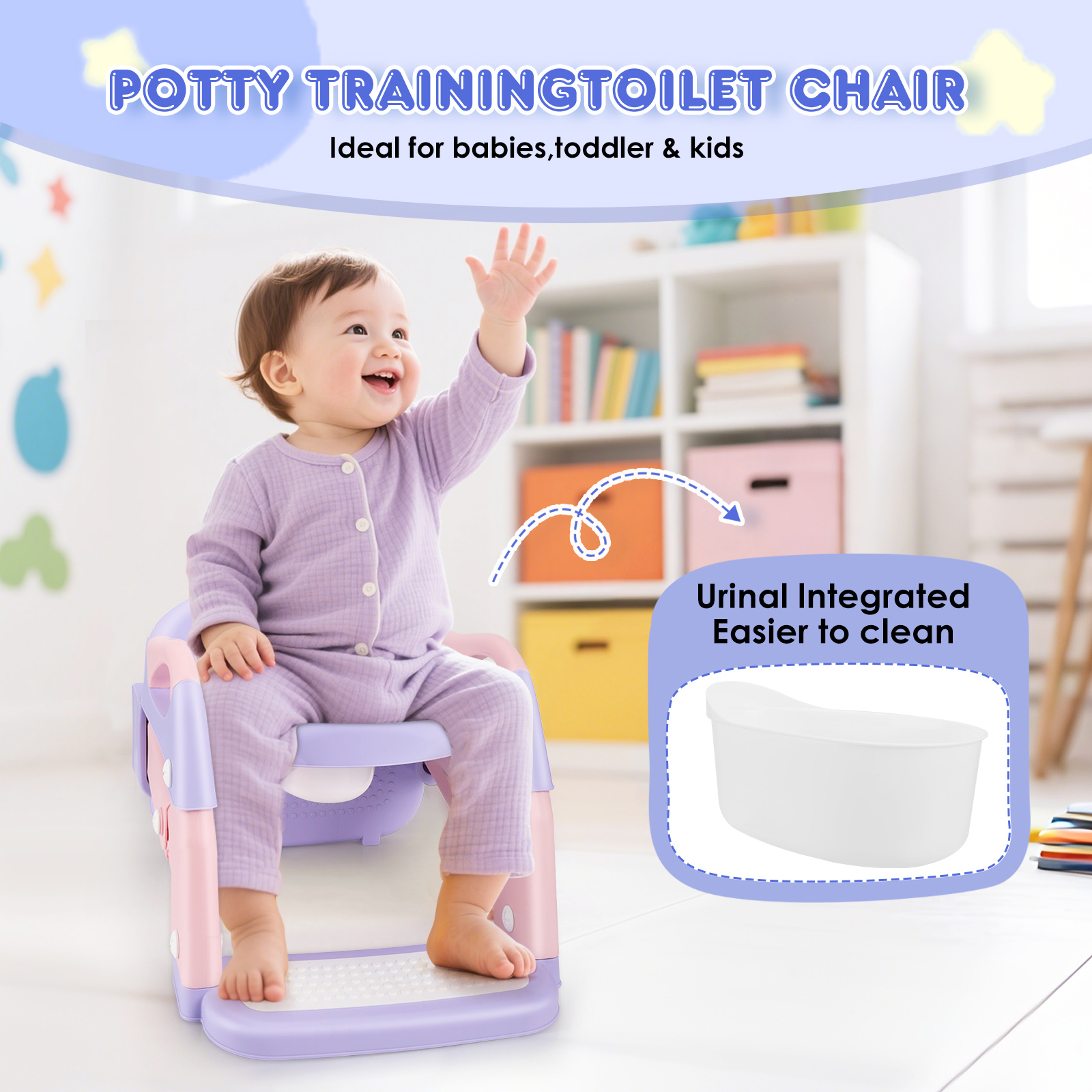 3 IN I Toilettensitzreduzierer für Kinder, Adapter für Kinder mit Stufe, Toilettensitzvergrößerung für Kinder, Toilettensitzreduzierer