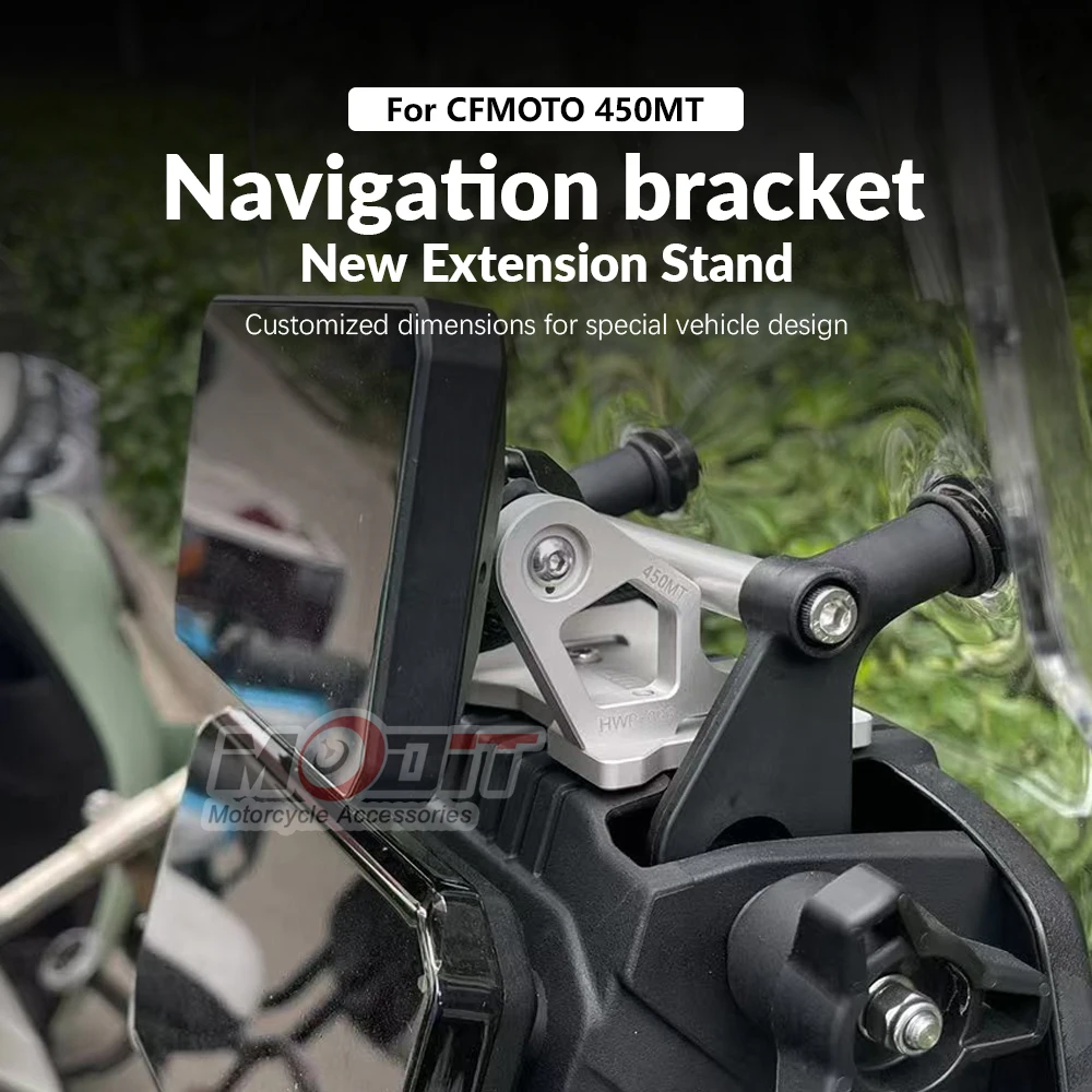 Para CFMOTO 450MT 450 MT 2024-motocicleta CNC aluminio GPS soporte de teléfono soporte de navegación nuevo soporte de extensión negro 12mm/22mm