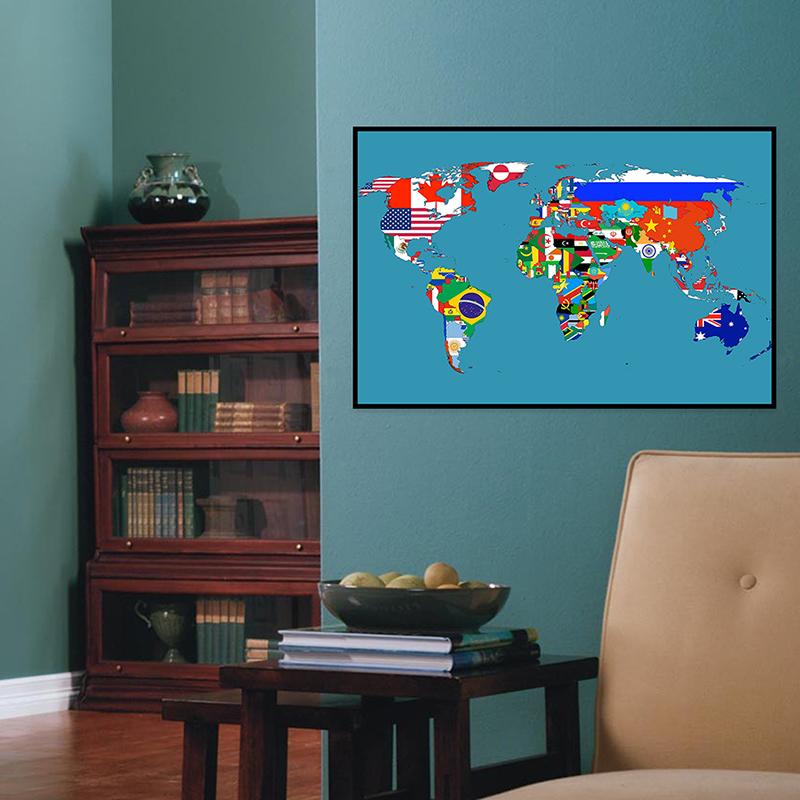 Wereldkaart 59x42cm Classic Edition Kleine Spray Canvas Posters Prints Achtergrond voor Schoolklas Kantoorbenodigdheden