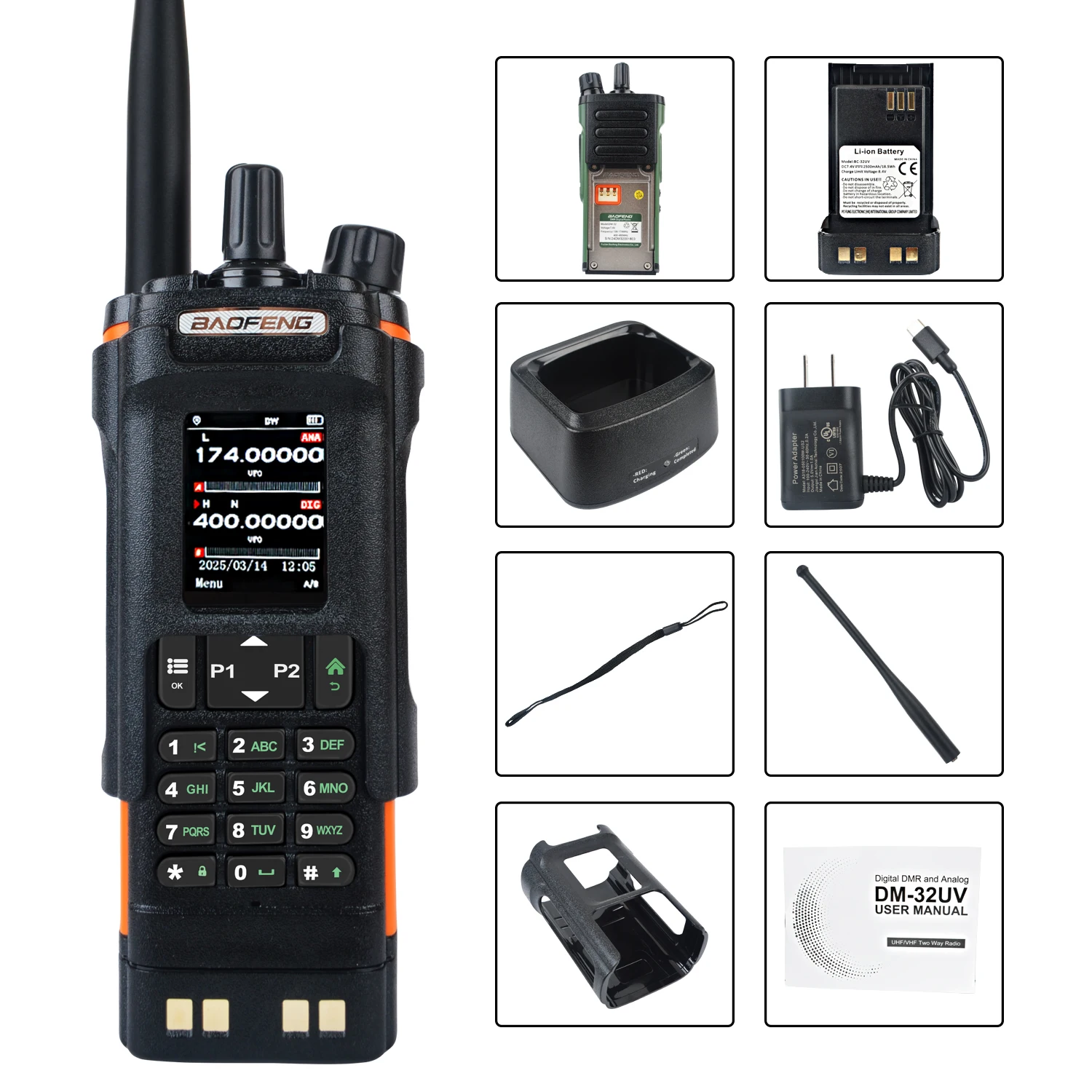 Baofeng DM-32 GPS DMR digitale APRS Walkie Talkie CRittografia AES256 8W Air Band FM 2M 70CM GMRS Dual Band Radio DM-32UV