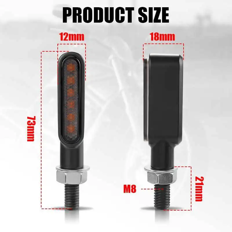 Blalion-ミニLEDモーターサイクルウインカー,12V,琥珀色の点滅ライト,モーターサイクルアクセサリー