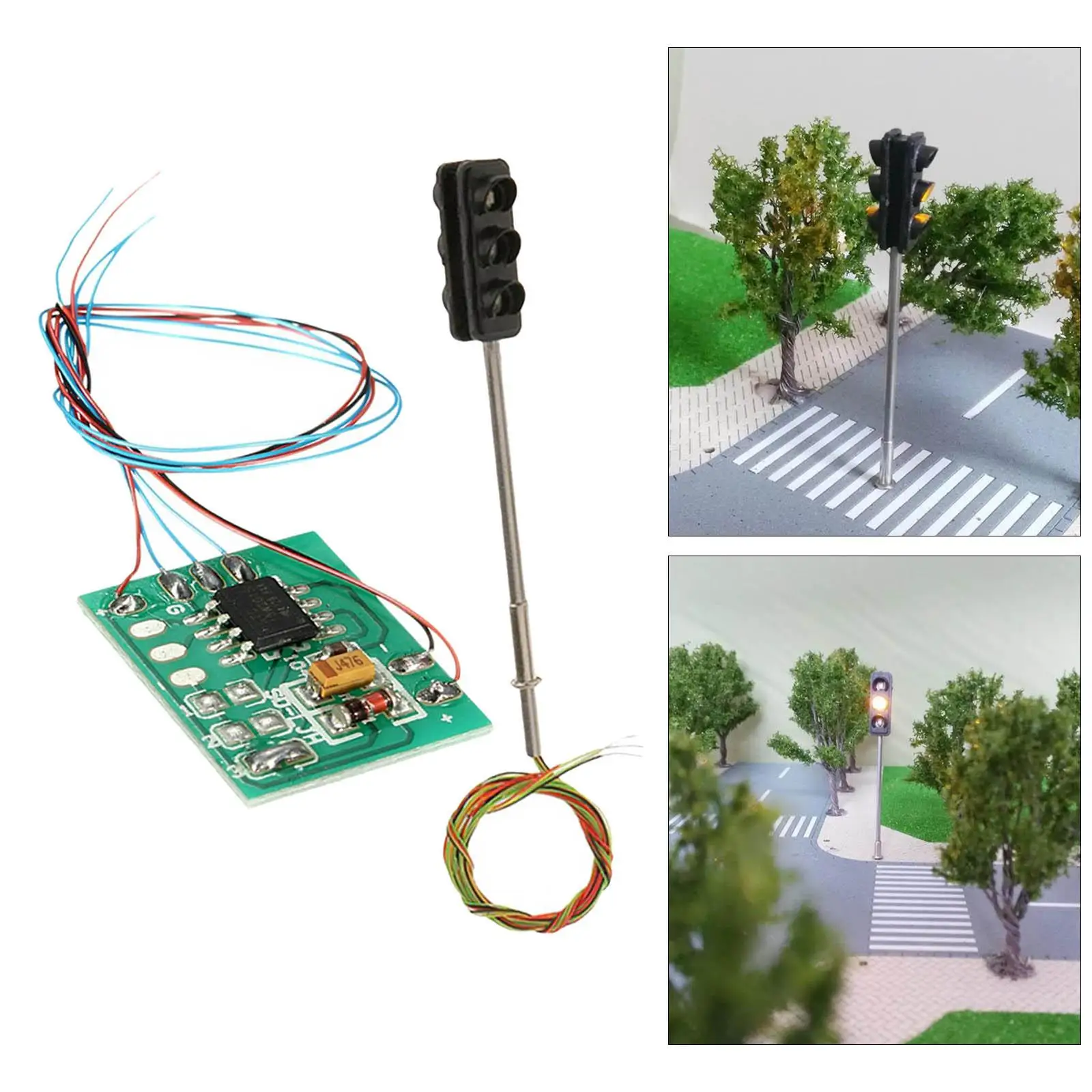 Traffic Signal Light Model Realistic Design LED Light Classic with Control Board for DIY Sand Table Train Railway Model Diorama