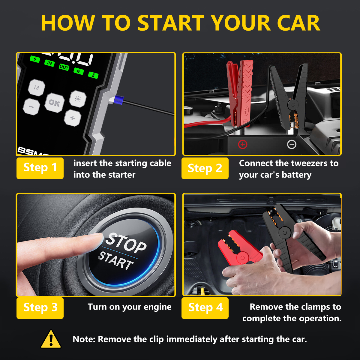 7000A Car Emergency Start Power Supply with Air Compressor, Battery Supercharger and Wireless Tire Inflator 12V Auto Jumper box