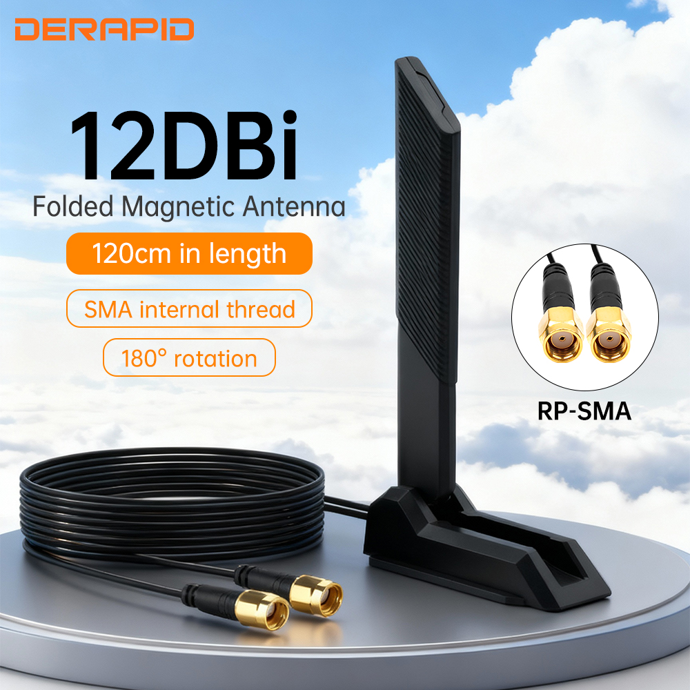 Antena WiFi 6E RP-SMA Base magnética para AX210 AX200 PCI-E PC de escritorio de doble banda 2,4G 5G 6GHz 1,2 metros amplificador de antena externa