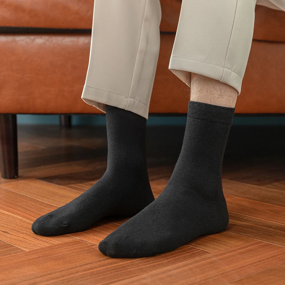 10 pares de nuevos calcetines de algodón para hombre, calcetines negros de negocios para hombre, calcetines suaves transpirables para otoño y primavera para hombre, US6-10 blanco