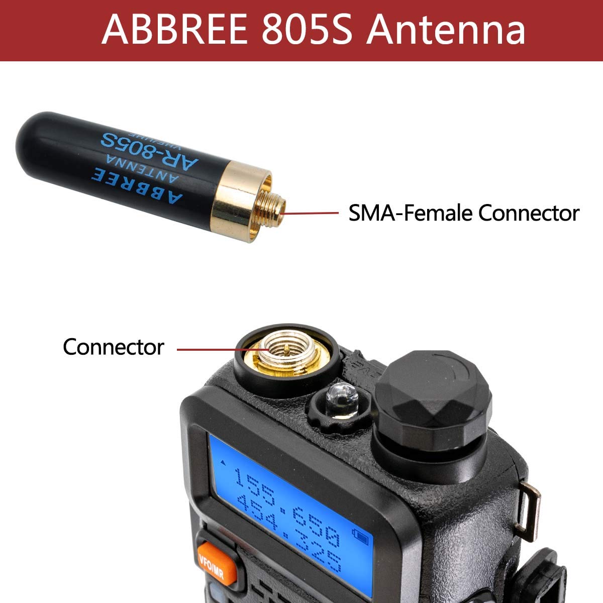 ABBREE ミニトランシーバーアンテナ AR-805S SMA-メスデュアルバンド高利得アンテナ Baofeng BF-888S UV-5R UV-21 プロアマチュア無線