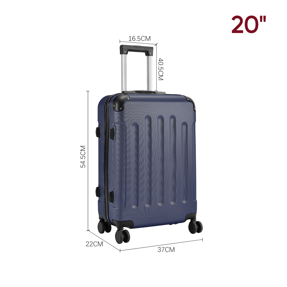 Blue Modern Hardside Spinner Suitcase with Combination Lock 20"