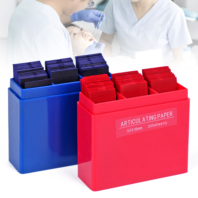 300 arkuszy papieru do ugryzienia jednorazowego użytku dla dentystów Niebieski/czerwony dwustronny pasek do ugryzienia do pielęgnacji zębów w jamie ustnej Materiał do wybielania zębów