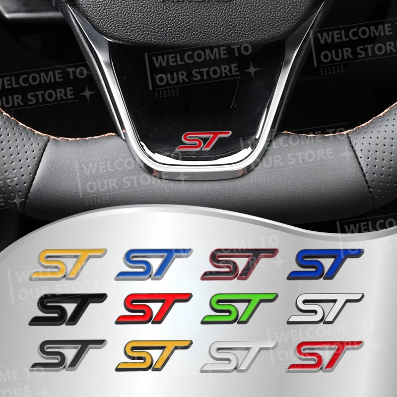 3D Metal ST Naklejka na kierownicę samochodową Stylizacja Dekoracja wnętrza Dla Ford ST Line Mondeo Fiesta Focus F-150 Ranger Puma