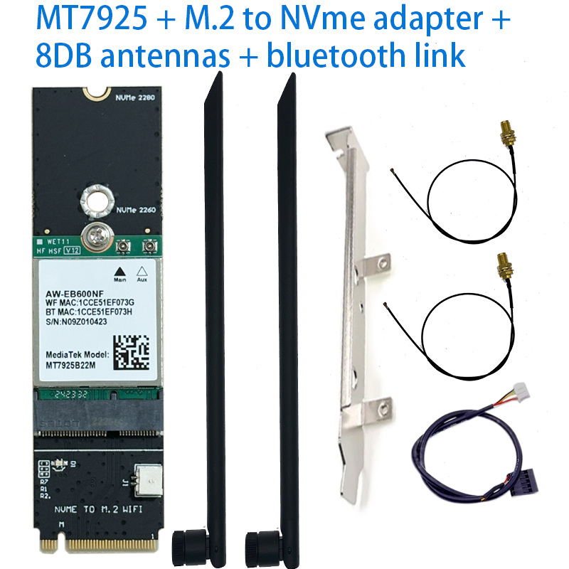M2 MT7925 Wi-Fi 7 Lan-карта Bluetooth 5.3 Tri Band 2,4/5/6 ГГц 5400 Мбит/с Беспроводной адаптер M.2 NGFF для Win11/Lin WIFI 7