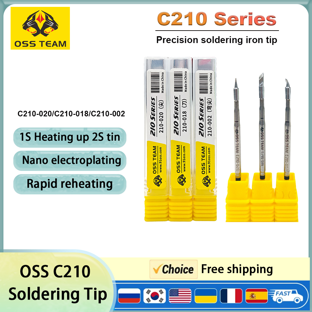 Punta de pistola para soldar OSS C210, herramienta de soldadura de precisión, calentamiento rápido 2S, Compatible con soldador T90A T210 T80 HS02B