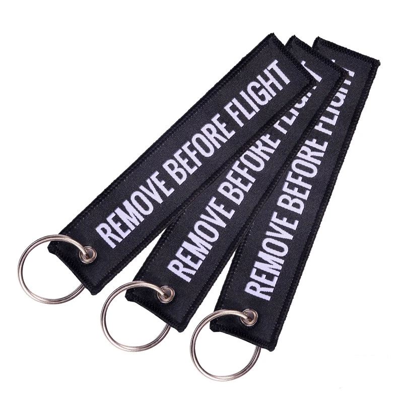 1/2/3Pcs Remove Before Flight Woven Key Chain Special Luggage Label Red Chain Keychains for Aviation Gifts
